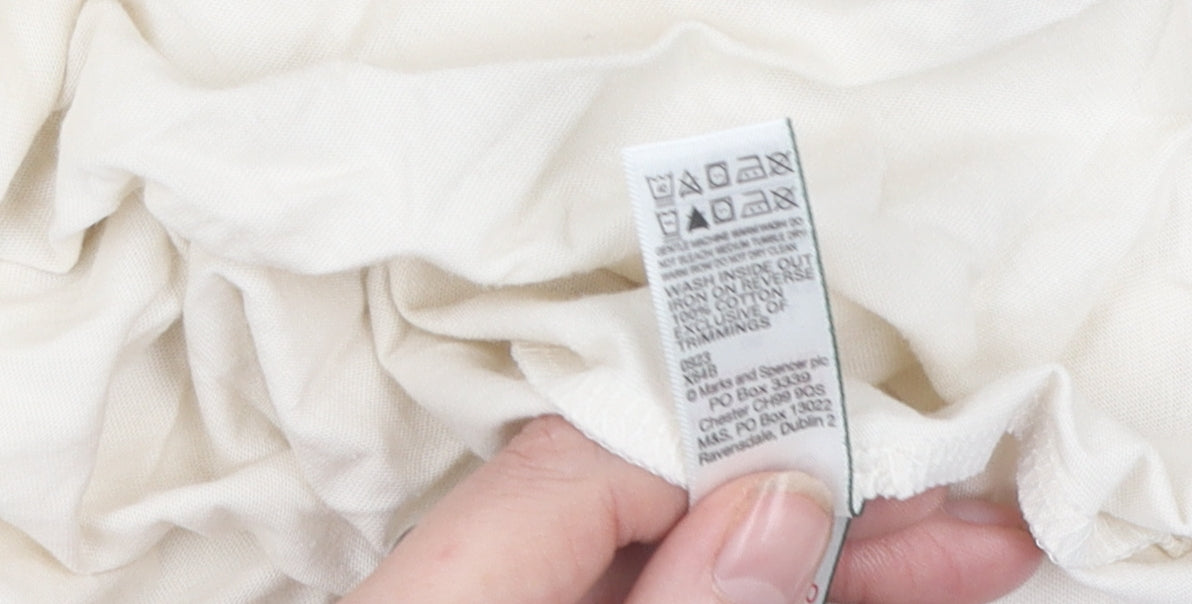 Womens UK Size XS Marks and Spencer Ivory Basic T-Shirt