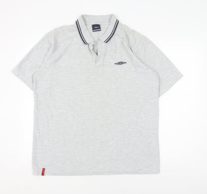 Umbro Men's Grey Polo Shirt XL Short Sleeve Casual