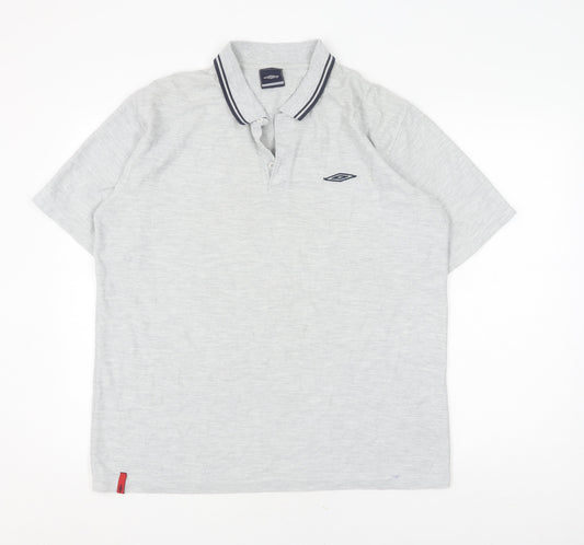 Umbro Men's Grey Polo Shirt XL Short Sleeve Casual