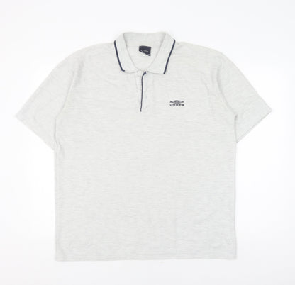 Umbro Men's Grey Polo Shirt XL Short Sleeve Logo