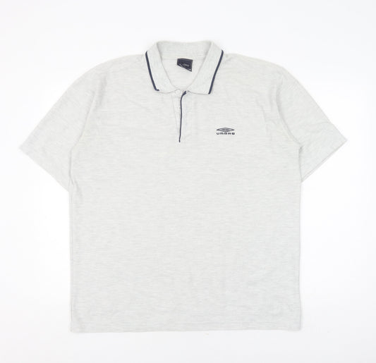 Umbro Men's Grey Polo Shirt XL Short Sleeve Logo