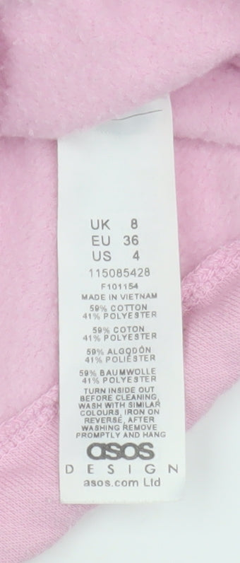 Womens UK Size 8 ASOS DESIGN Pink Full Zip Hoodie
