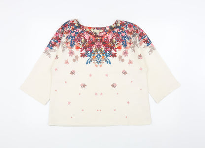 Yumi Casual Multicoloured Floral Blouse UK 14 3/4 Sleeve