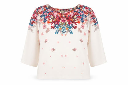 Yumi Casual Multicoloured Floral Blouse UK 14 3/4 Sleeve