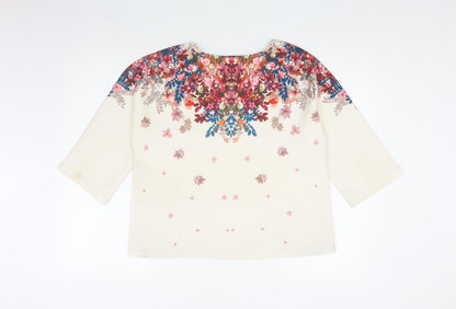 Yumi Casual Multicoloured Floral Blouse UK 14 3/4 Sleeve