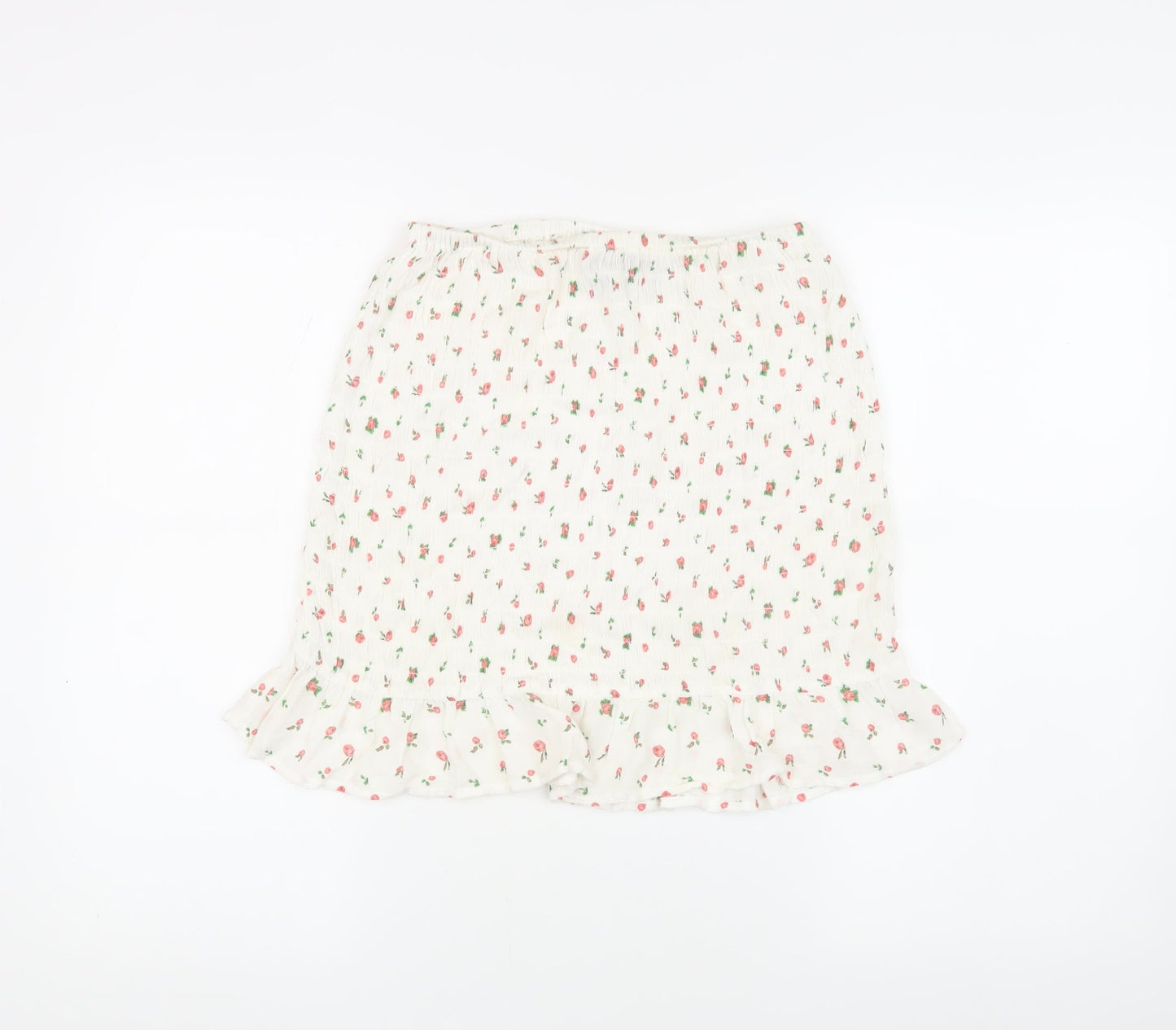 ASOS DESIGN Floral Mini Skirt for Women Size 10 Ivory