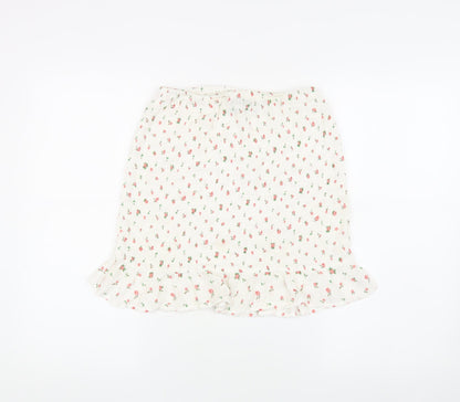 ASOS DESIGN Floral Mini Skirt for Women Size 10 Ivory