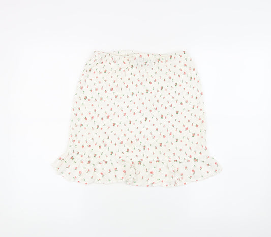 ASOS DESIGN Floral Mini Skirt for Women Size 10 Ivory
