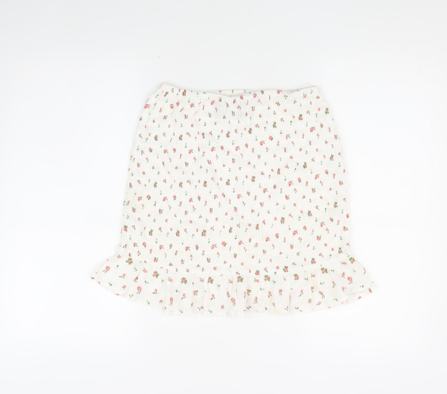 ASOS DESIGN Floral Mini Skirt for Women Size 10 Ivory
