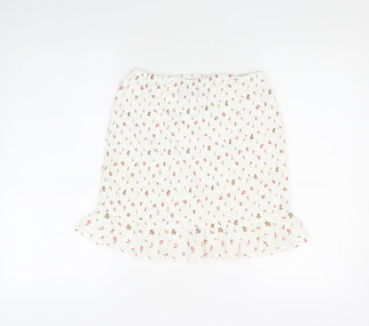 ASOS DESIGN Floral Mini Skirt for Women Size 10 Ivory