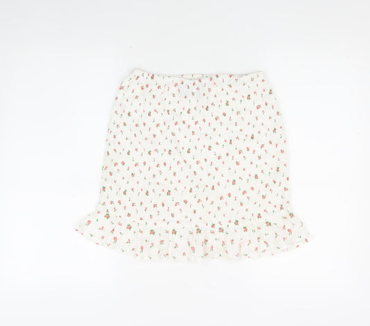 ASOS DESIGN Floral Mini Skirt for Women Size 10 Ivory