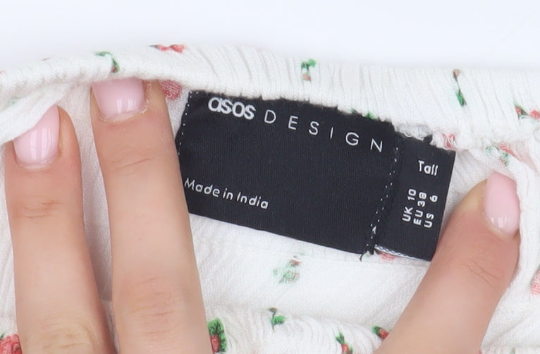 ASOS DESIGN Floral Mini Skirt for Women Size 10 Ivory