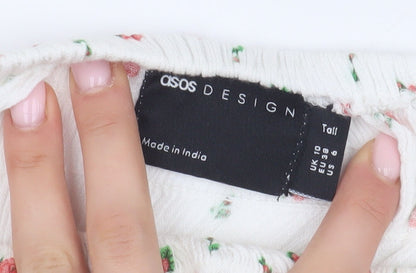 ASOS DESIGN Floral Mini Skirt for Women Size 10 Ivory