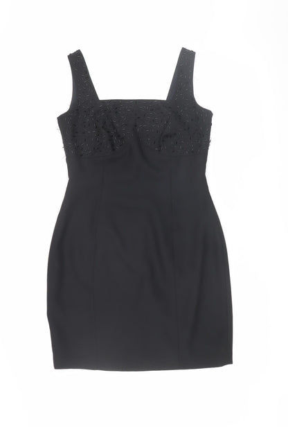 Principles Petite Black Sheath Dress, 12, Beaded, Party, Women's