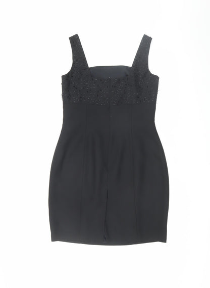 Principles Petite Black Sheath Dress, 12, Beaded, Party, Women's