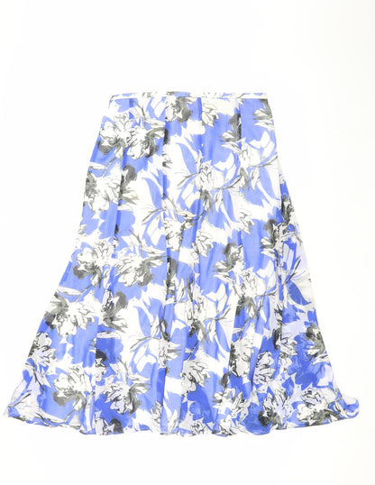Jacques Vert Women's Blue Floral A-Line Midi Skirt Size 12