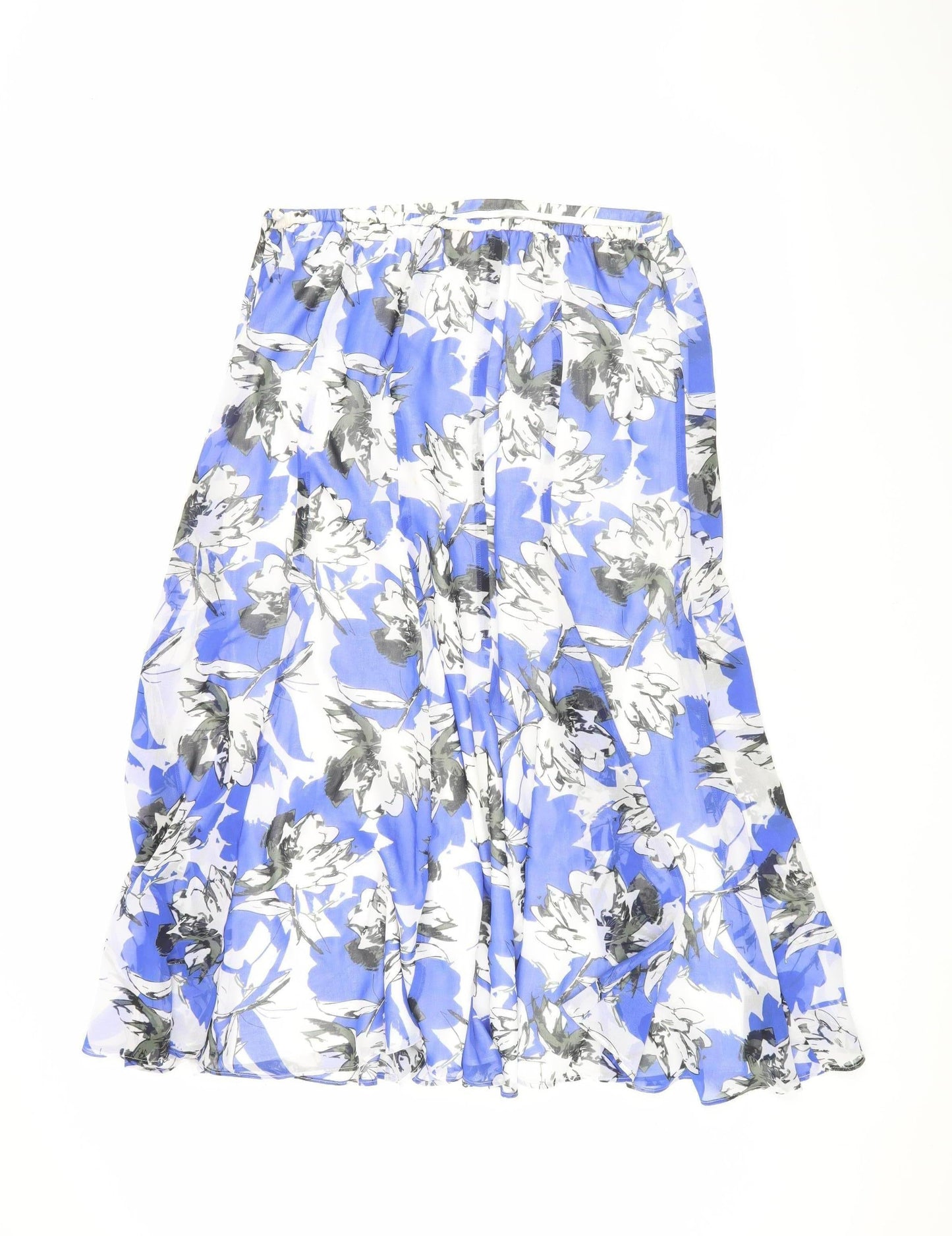 Jacques Vert Women's Blue Floral A-Line Midi Skirt Size 12