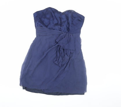 Coast Women's Blue Silk Strapless Cocktail Dress 16