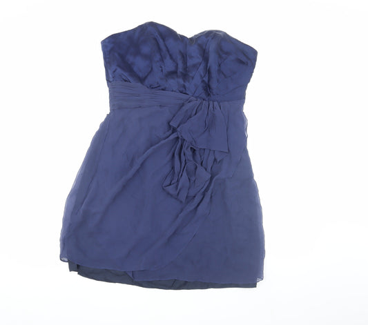 Coast Women's Blue Silk Strapless Cocktail Dress 16