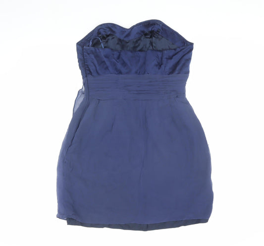 Coast Women's Blue Silk Strapless Cocktail Dress 16