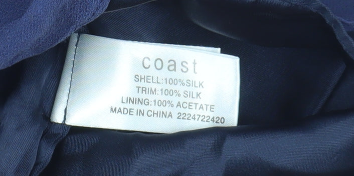 Coast Women's Blue Silk Strapless Cocktail Dress 16