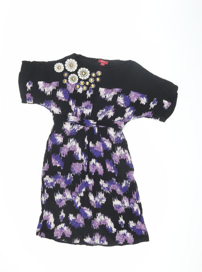 Monsoon Women's Black Purple Shift Dress Size 8