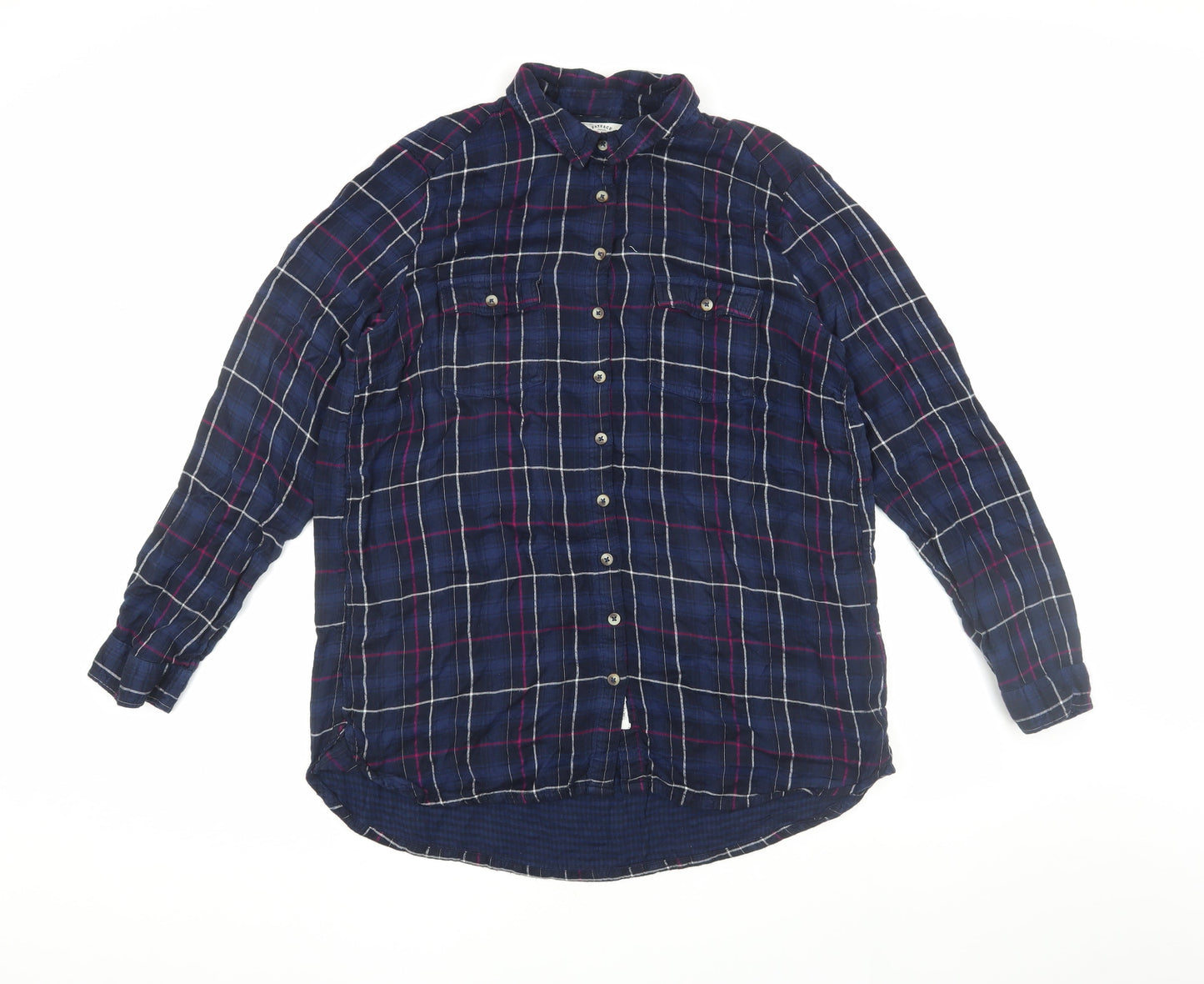 Fatface Men's Blue Plaid Long Sleeve Shirt Size 16