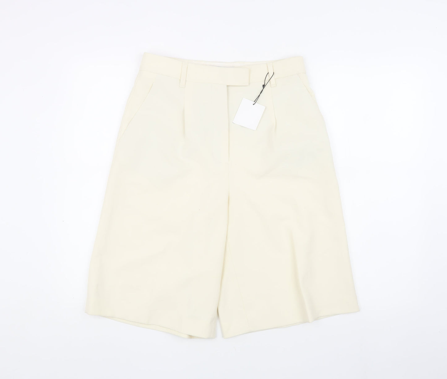 Zara Women's Ivory Chino Shorts Size S with Pleats