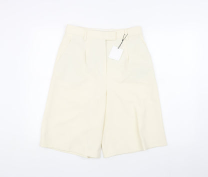 Zara Women's Ivory Chino Shorts Size S with Pleats