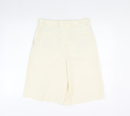 Zara Women's Ivory Chino Shorts Size S with Pleats