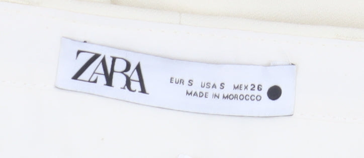 Zara Women's Ivory Chino Shorts Size S with Pleats