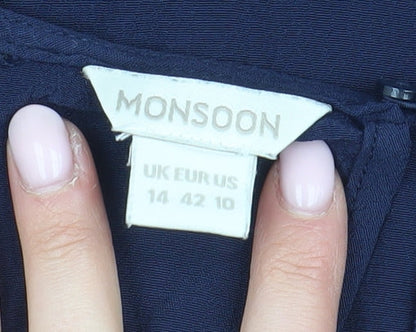 Womens UK Size 14 Monsoon Blue  Blouse