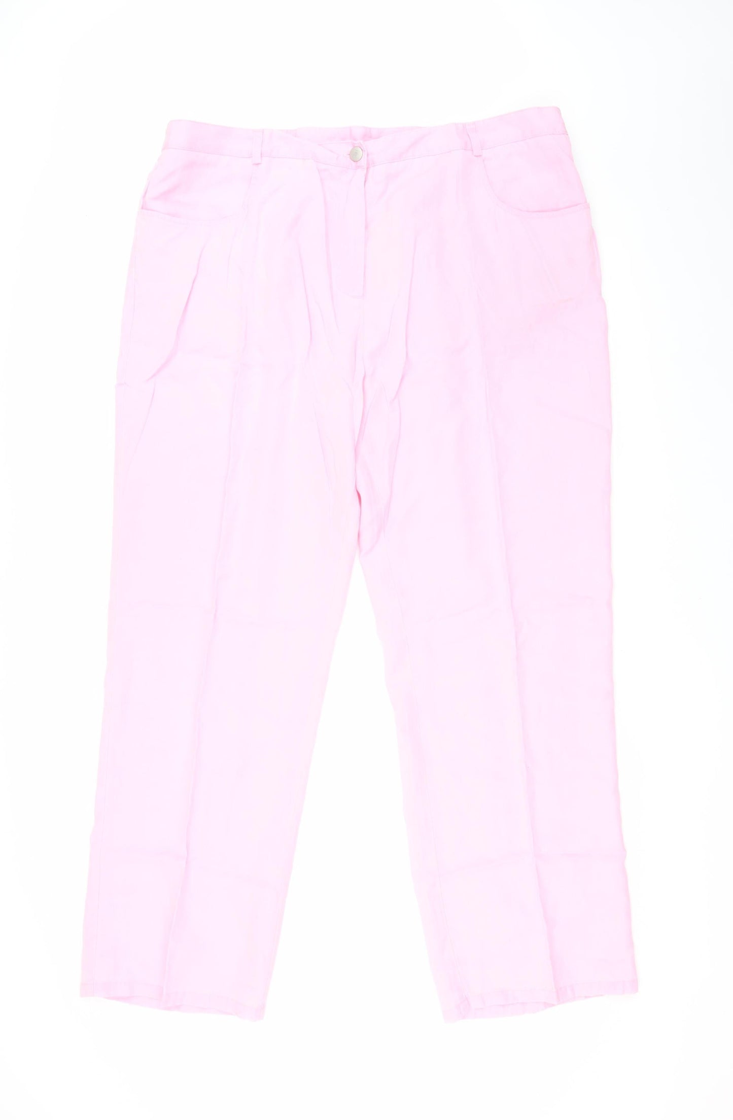 Ann Harvey Women's Pink Straight Tencel Trousers Size 20