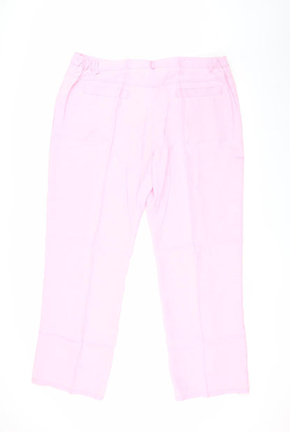 Ann Harvey Women's Pink Straight Tencel Trousers Size 20