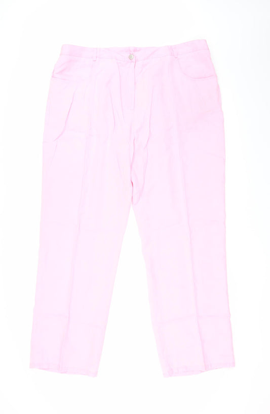 Ann Harvey Women's Pink Pleated Trousers - Size 20