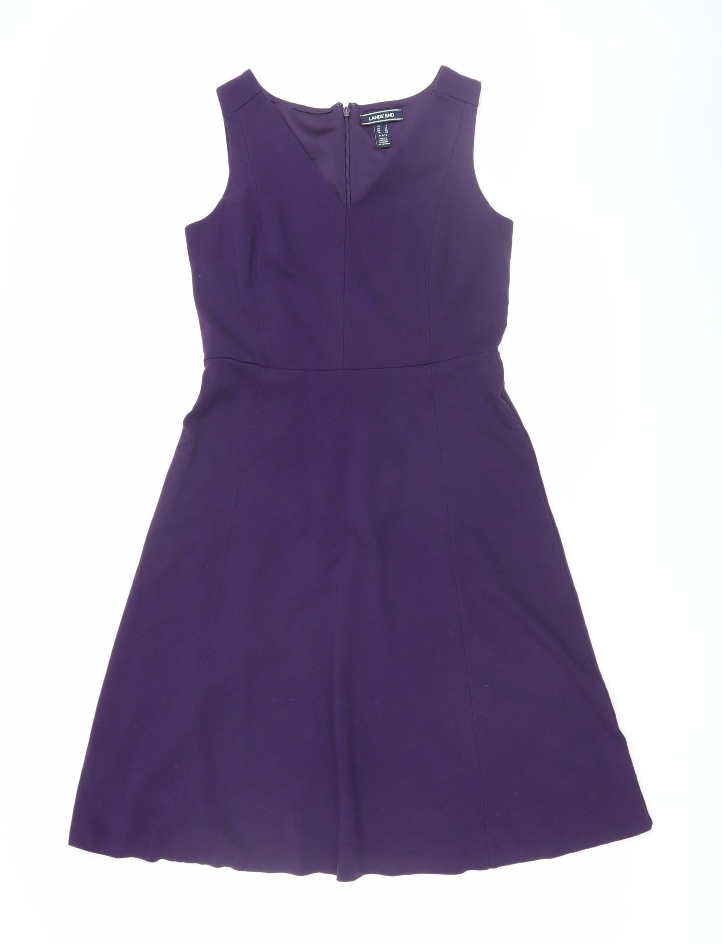 Lands' End Women's Purple Fit & Flare Dress, Size 12 Petite