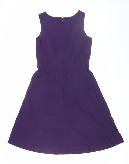 Lands' End Women's Purple Fit & Flare Dress, Size 12 Petite