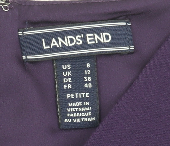 Lands' End Women's Purple Fit & Flare Dress, Size 12 Petite