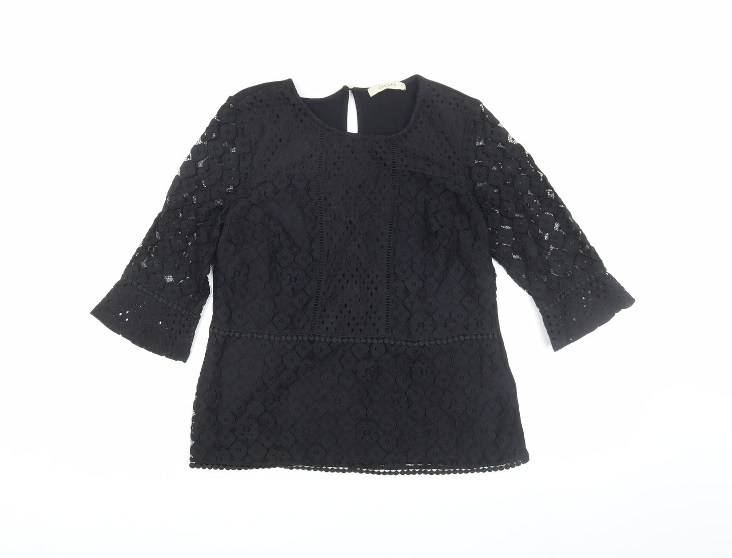 Womens UK Size M Oasis Black Tunic Blouse