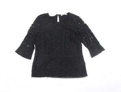 Womens UK Size M Oasis Black Tunic Blouse