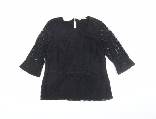 Womens UK Size M Oasis Black Tunic Blouse