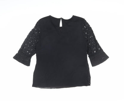 Womens UK Size M Oasis Black Tunic Blouse