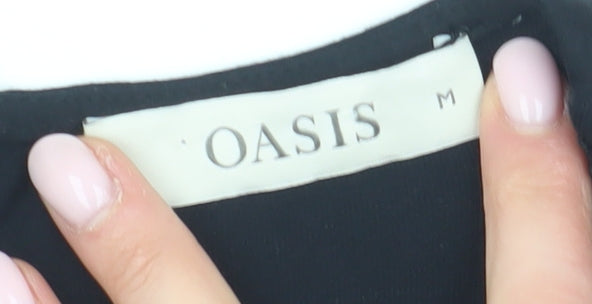 Womens UK Size M Oasis Black Tunic Blouse