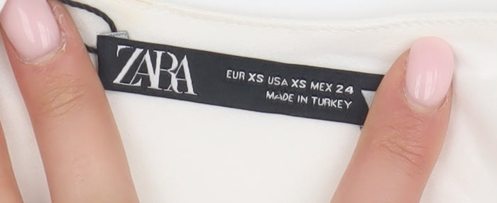 Womens UK Size XS Zara Ivory Basic Blouse