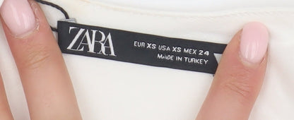 Womens UK Size XS Zara Ivory Basic Blouse