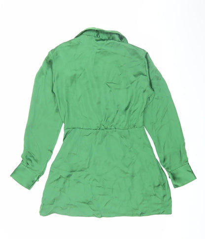 Zara Women's Green Satin Dress, Size S, New
