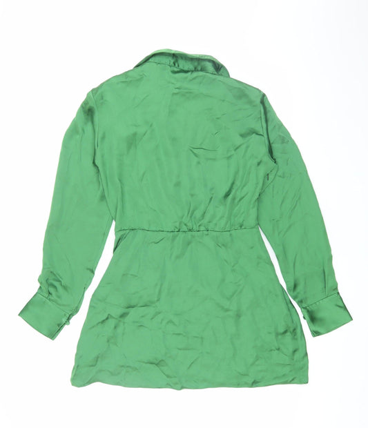 Zara Women's Green Satin Dress, Size S, New