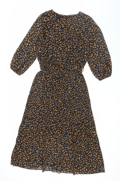 Modissima Women's Black Midi A-Line Dress L