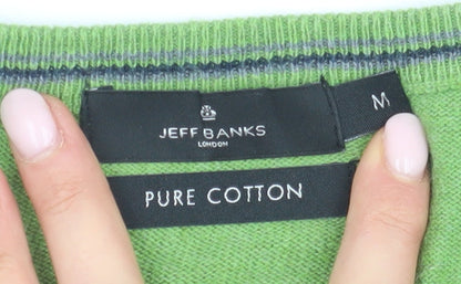 Jeff Banks Men’s Green Cotton V-Neck Pullover Jumper M