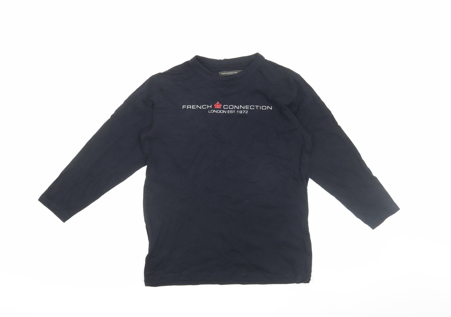French Connection Boys Blue Long Sleeve Logo T-Shirt, 11-12 Years